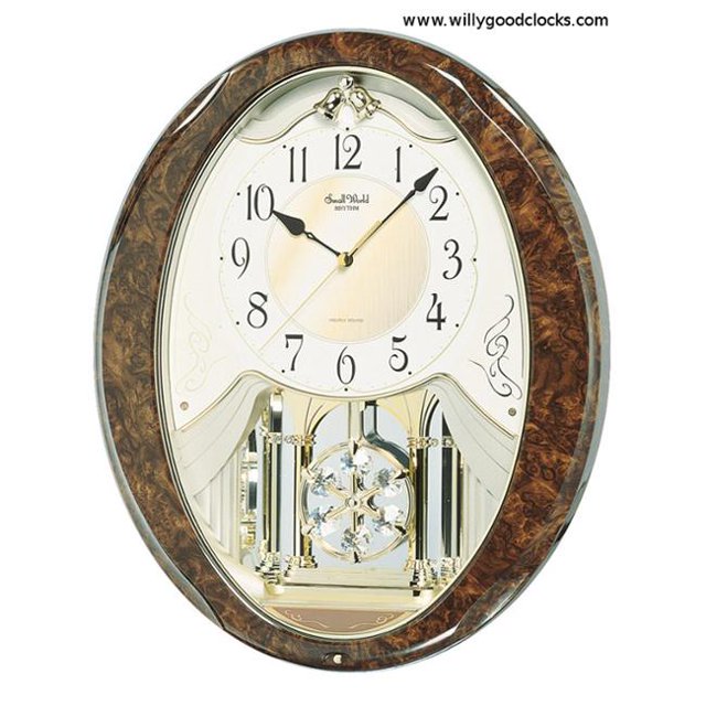 Rhythm 4MJ899WD23 Joyeuse Horloge Murale en Flocon de Neige - Chêne