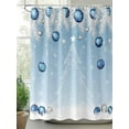 thumbnail image 2 of Blue Ombre Christmas Tree Shower Curtain Set, Waterproof Shower Curtains for Bathroom, Xmas Balls Pine Needles Snowflake Washable Fabric Cloth Bath Curtain for Bathtub with Hooks 54x78 Inches, 2 of 6