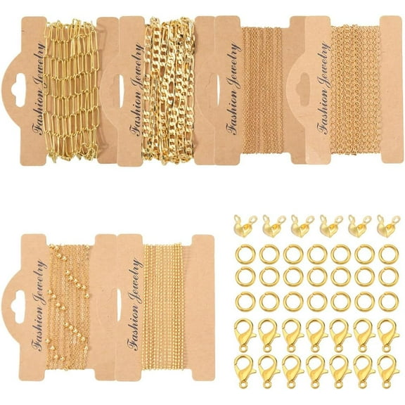 DIY Brass Bracelets & Necklaces Jewelry Making Kits Real 18K golden Plated 2~75x2~96x0.2~1mm Hole: 1~4mm