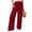 Red, variant on Womens Baggy Wide Leg Palazzo Pants Summer Casual Boho Smocked High Waist Lounge Trousers Beach Travel Vacation Pants L