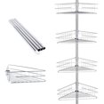 thumbnail image 5 of Delaman 4-Tier Bathroom Shower Shelf Rack Storage Basket with Hook Constant Tension Corner Shower Caddy Shower Tension Pole Caddy 4-Shelf Rustproof Shower Tension Pole Caddy, 5 of 7