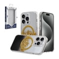 thumbnail image 2 of For Apple iPhone 15 Pro Transparent Clear Bling Glitter Magnetic Circle Compatible with MagSafe Charger Hybrid Slim TPU Cover ,Xpm Phone Case [ Gold / Black ], 2 of 4