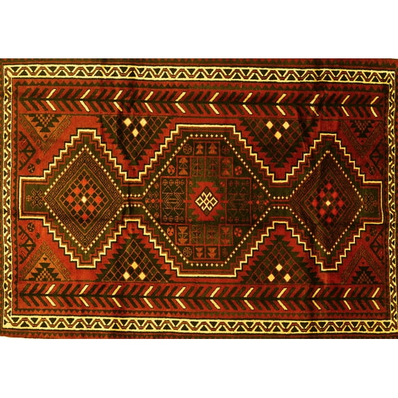 Ahgly Company Indoor Rectangle Persian Yellow Traditional Area Rugs, 2' x 4'