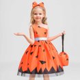 thumbnail image 5 of Odeerbi Girls Dress Baby Girls Clothes Children Gauze Skirt Festival Masquerade Dress Headband Bag Set Orange, 5 of 9