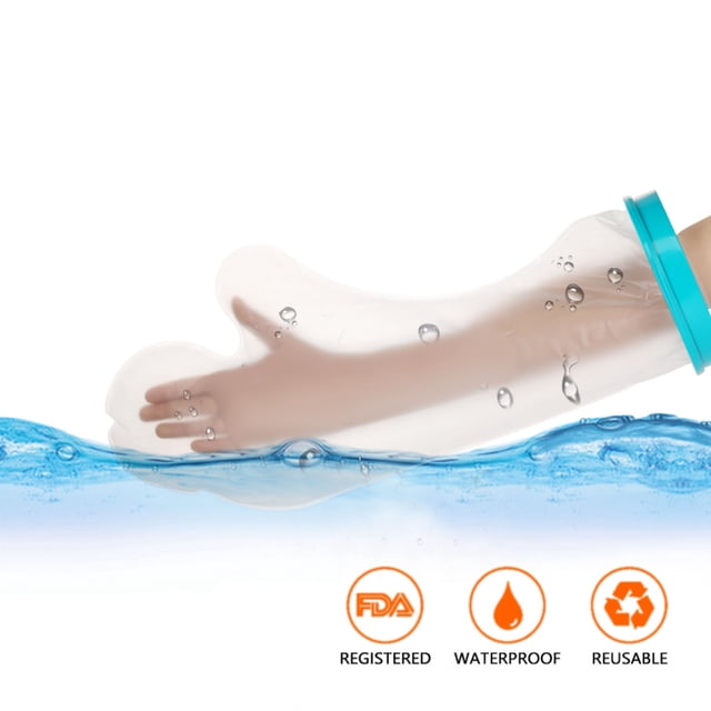 Funda protectora de baño Nikou para adultos brazo corto color azul y blanco 51 cm