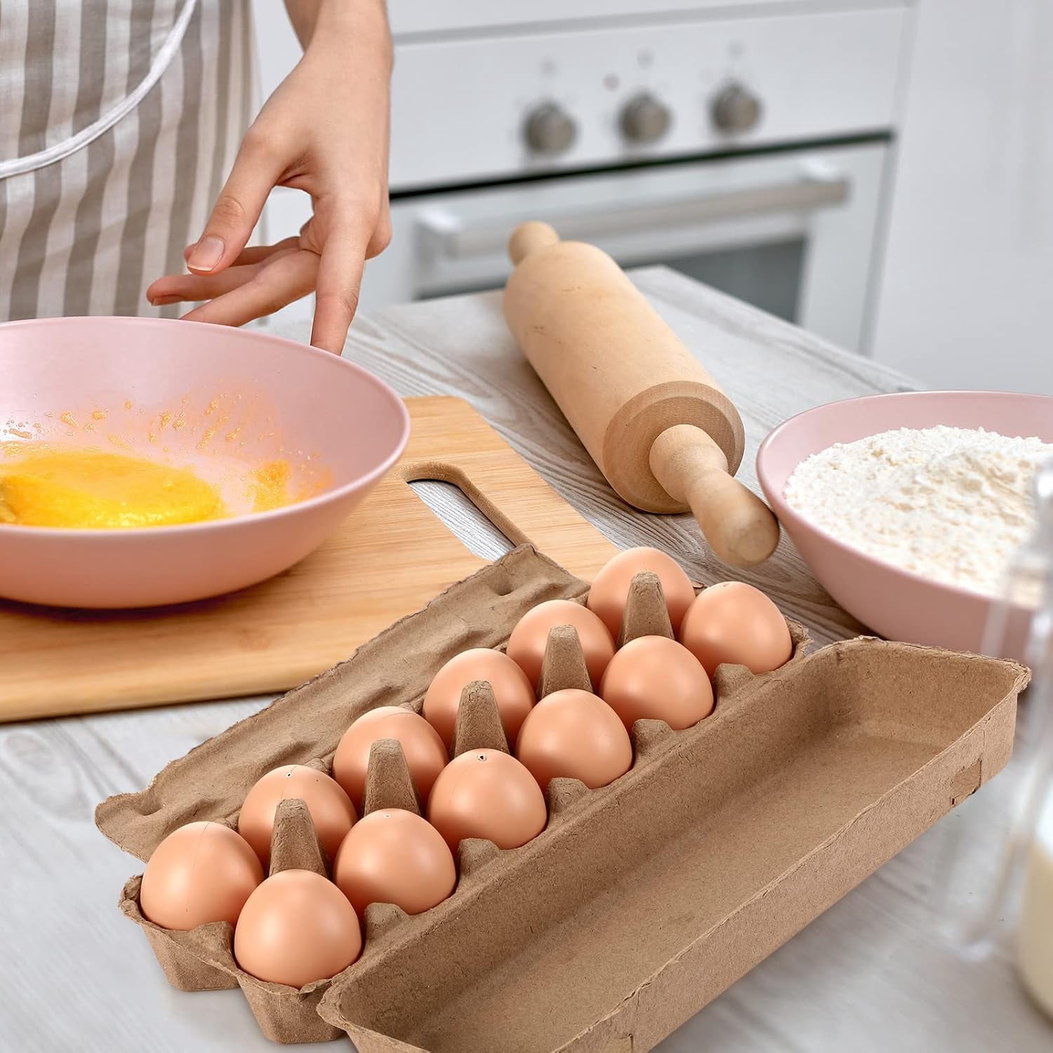 100 Pcs Paper Egg Cartons Bulk for Chicken Eggs Blank Pulp Fiber Egg Tray Holder Reusable Empty Storage Containers for Farm Market Kitchen Camping Picnic DIY(12 Count)