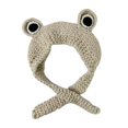 thumbnail image 4 of Dibujos Animados lindo Rana punto sombrero invierno cálido cráneo gorra Beanie Beige Zulema Sombrero de punto tejido de ojos de rana, 4 of 7