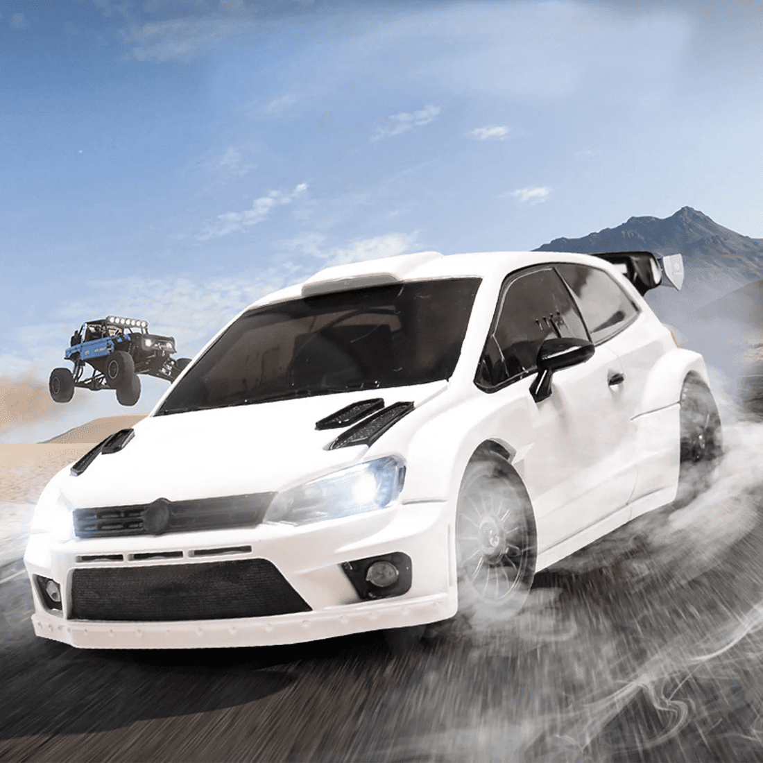 1/28 Scale 4WD RC Drift Racing Car Full Proportional 2.4GHz Remote Control Sports Car Model With LED Lights Dual Tire Set Vehicle For Adults Hobbyists - LD2801/ White