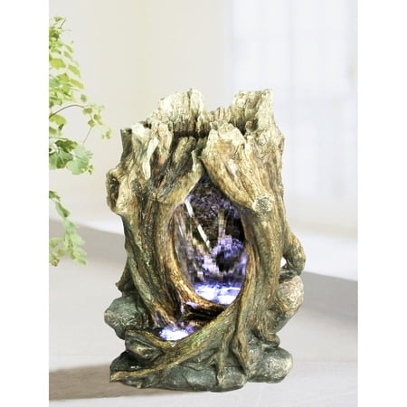 Hi-Line Gift Ltd. Tree Trunk Indoor/Outdoor Fountain with LED Lights