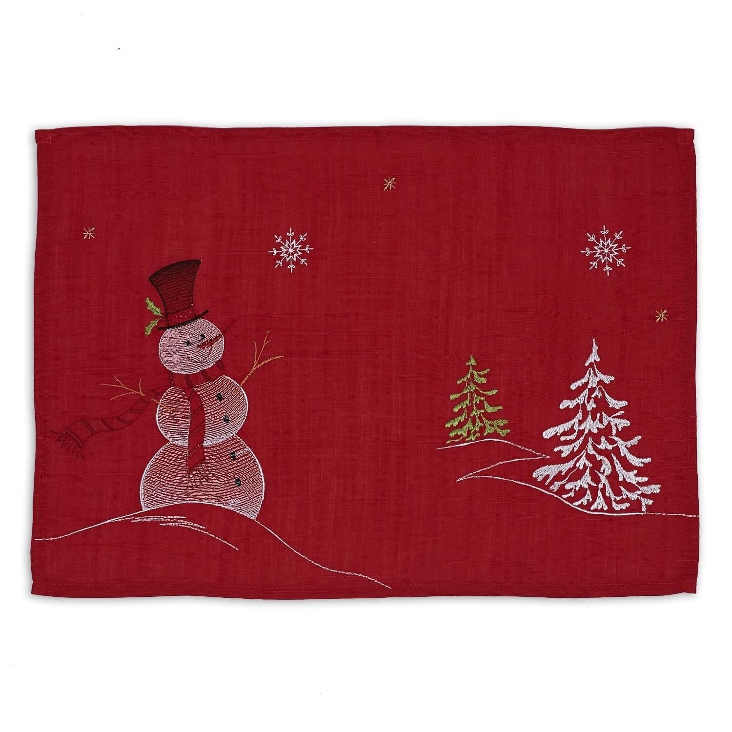 Snowman Embroidered Placemat Set of 6