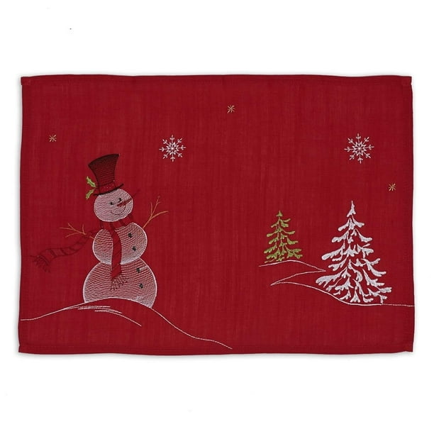 Snowman Embroidered Placemat Set of 6