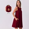 thumbnail image 6 of Women Summer Sundress Casual Sleeveless Cutout Back Tank Beach Dresses Backless T-Shirt Loose Dress 2025 Mini Sundress with Pocket Mother of the Bride Dresses Plus Size Red S, 6 of 9