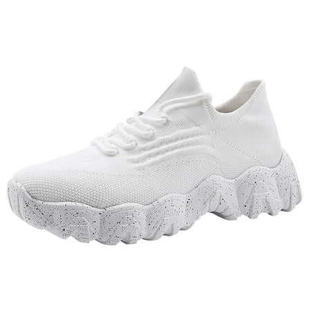 

Krdevn Shoes for Women Walking Shoes Women 2024 New Casual Non Thick Soled Sloping Heel Fly Woven Mesh Shoes Height Increasing Shoes -White 38