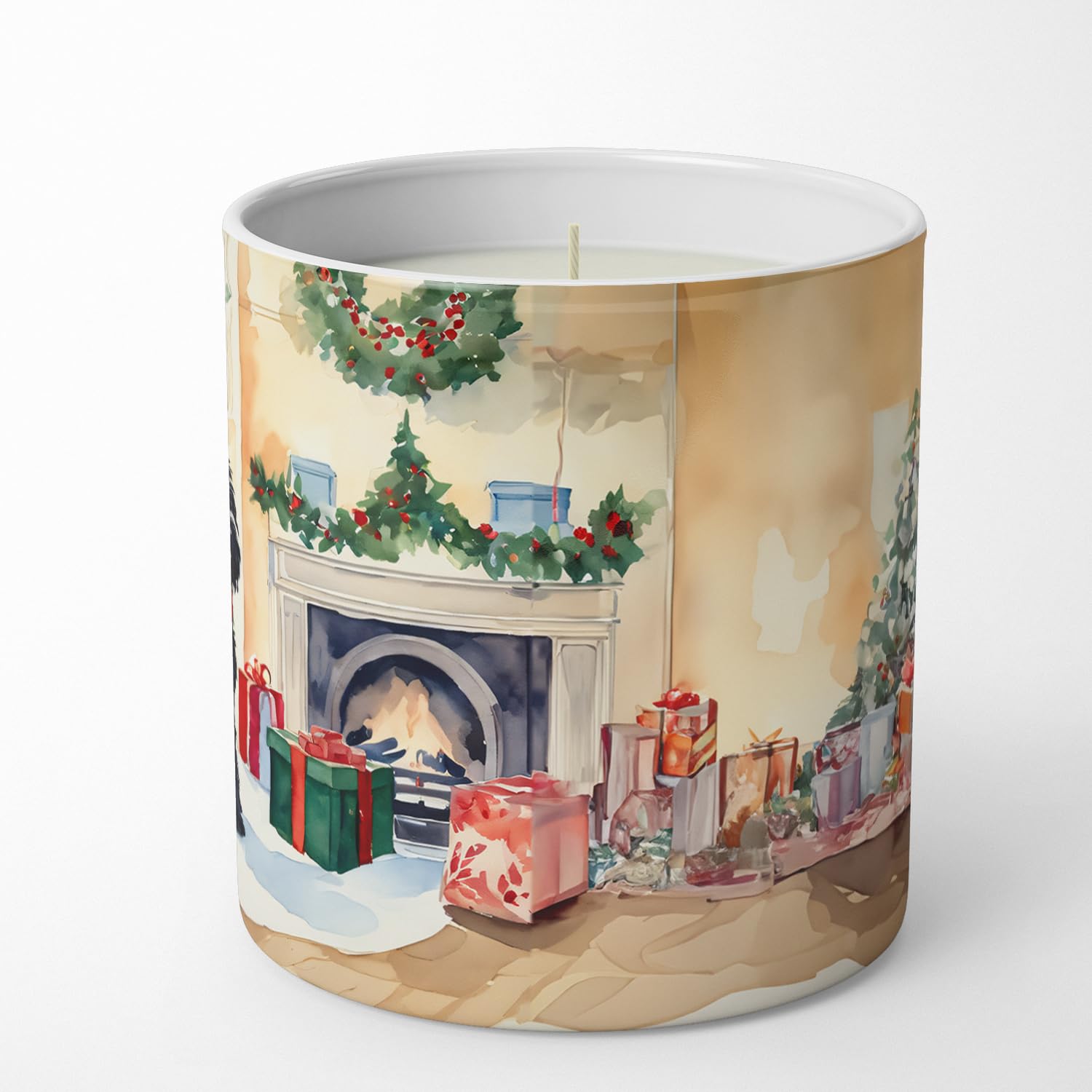 Airedale Terrier Cozy Christmas Decorative Soy Candle 3.25 in x 3.75 in