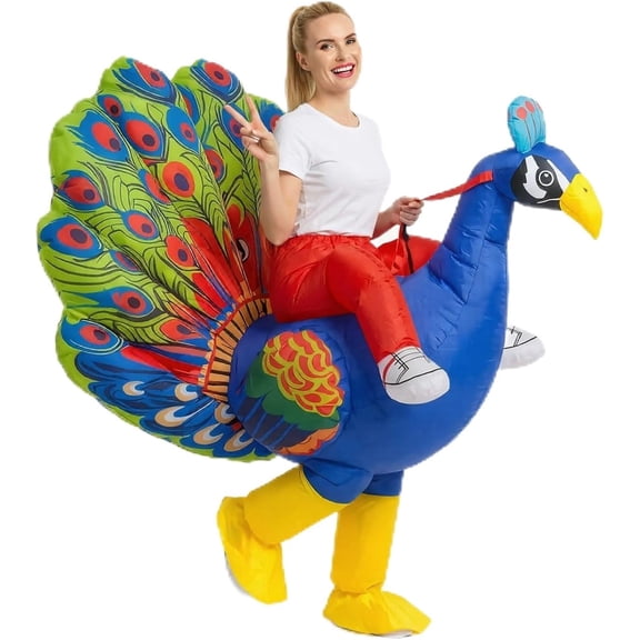 CaSwan Inflatable Peacock Costume Adult for Men and Women, Blow Up Peacock Costumes for Adults,Funny Riding Peacock Costume for Easter Halloween Themed Party