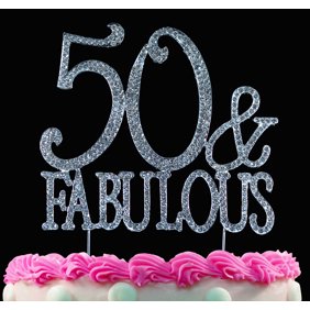 50th Birthday Cake Topper 50 And Fabulous Crystal Bling Caketop