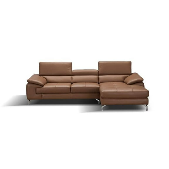 A973B Italian Leather Right Facing Chaise with Mini Sectional Sofa - Caramel - 105 x 65.7 x 36.20 in.