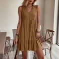 thumbnail image 4 of Taqqpue Women’s V Neck Cute Shift Dress with Pockets,Sleeveless Ruffle Hem Loose Swing Summer Tunic Mini Dress Knee Length Plus Size Tank Dress for Women, 4 of 8