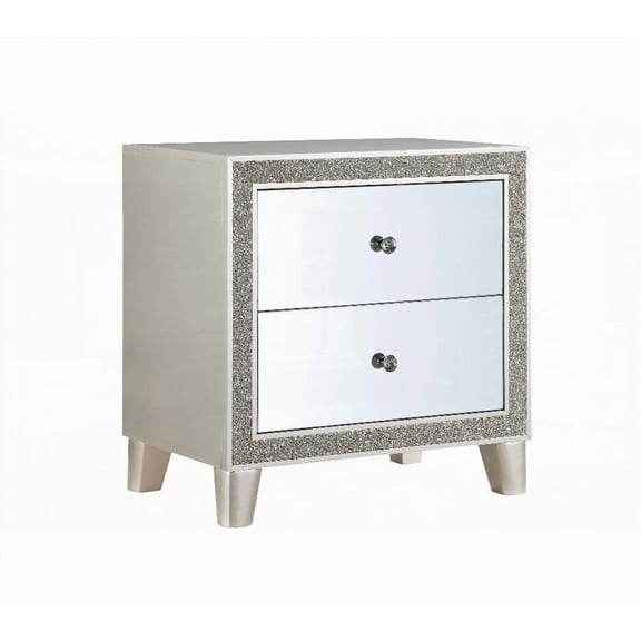 Sliverfluff Nightstand with 19"L x 13"W x 6"H Drawer Inner Dimension, Mirrored & Champagne Finish for Bedroom