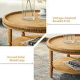 thumbnail image 5 of YINGYING 31.3" Round Coffee Table, 2 Tier Boho Circle Wood Center Table with Storage Shelf & Solid Wood Legs for Living Room, 5 of 7