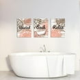 thumbnail image 5 of 3 Pieces Bathroom Canvas Wall Art Relax Unwind Soak Prints on Rustic Backdrop Painting Pink Dahlia Flower Painting on Wood Board Artwork for Bathroom Wall Decor 12x16inchx3pcs (Red), 5 of 5