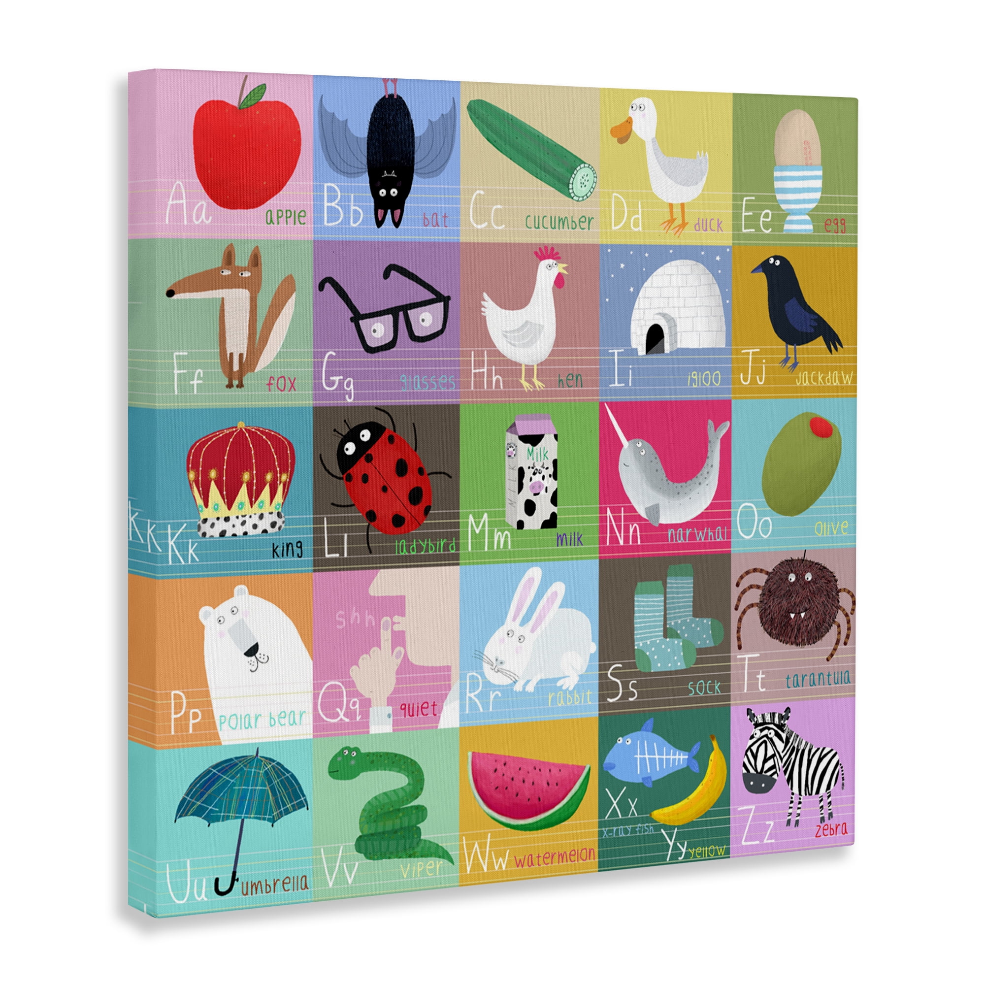Stupell Industries Alphabet Learning First Words Canvas Wall Art, design by Carla Daly