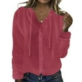 thumbnail image 2 of Women's Knit Cotton Hoodies Button Cardigan Hooded Sweaters Tops Drawstring Open Front Jacket Coats, 2 of 6