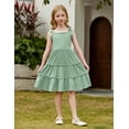 thumbnail image 6 of Arshiner Girls Summer Dress Tween Boho Casual Bowknot Strap Sleeveless Swing Flowy Ruffle Tiered Sundresses with Pockets, 6 of 8