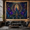 thumbnail image 6 of Jeweled Peacock Within Golden Celestial Filigree, Dramatic Fantasy for Bird Lovers, Royal Home Decor, Housewarming Gift, Tapestry Wall Hanging for Living Room and Bedroom, 6 of 7