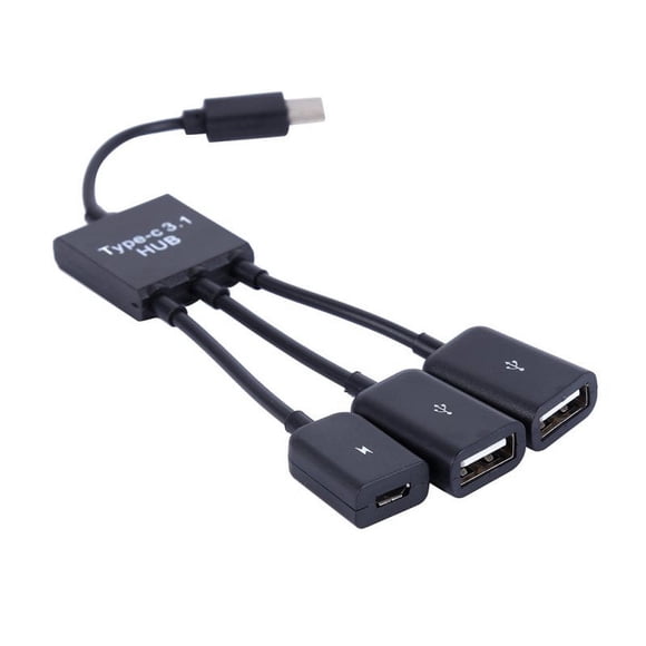 15cm USB Type C 3.1 Male to Dual USB 2.0 Female OTG Charging Cable 2 Port HUB Cables 1 to 3 Cord or Y Splitter Cables