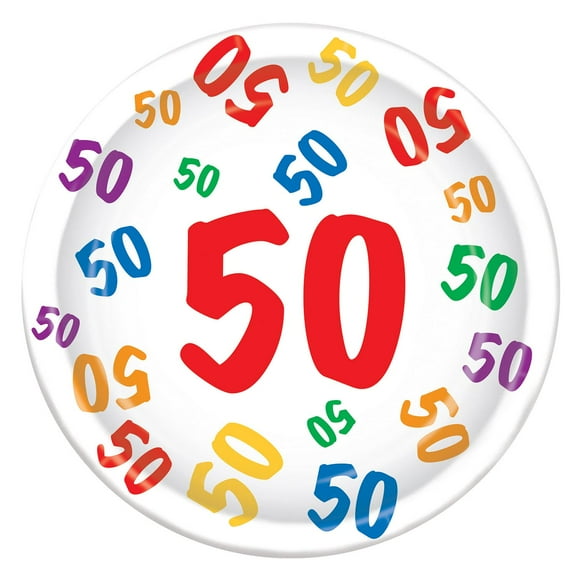 96 Pack Beistle 50th Birthday Party Paper Plates 9 inch