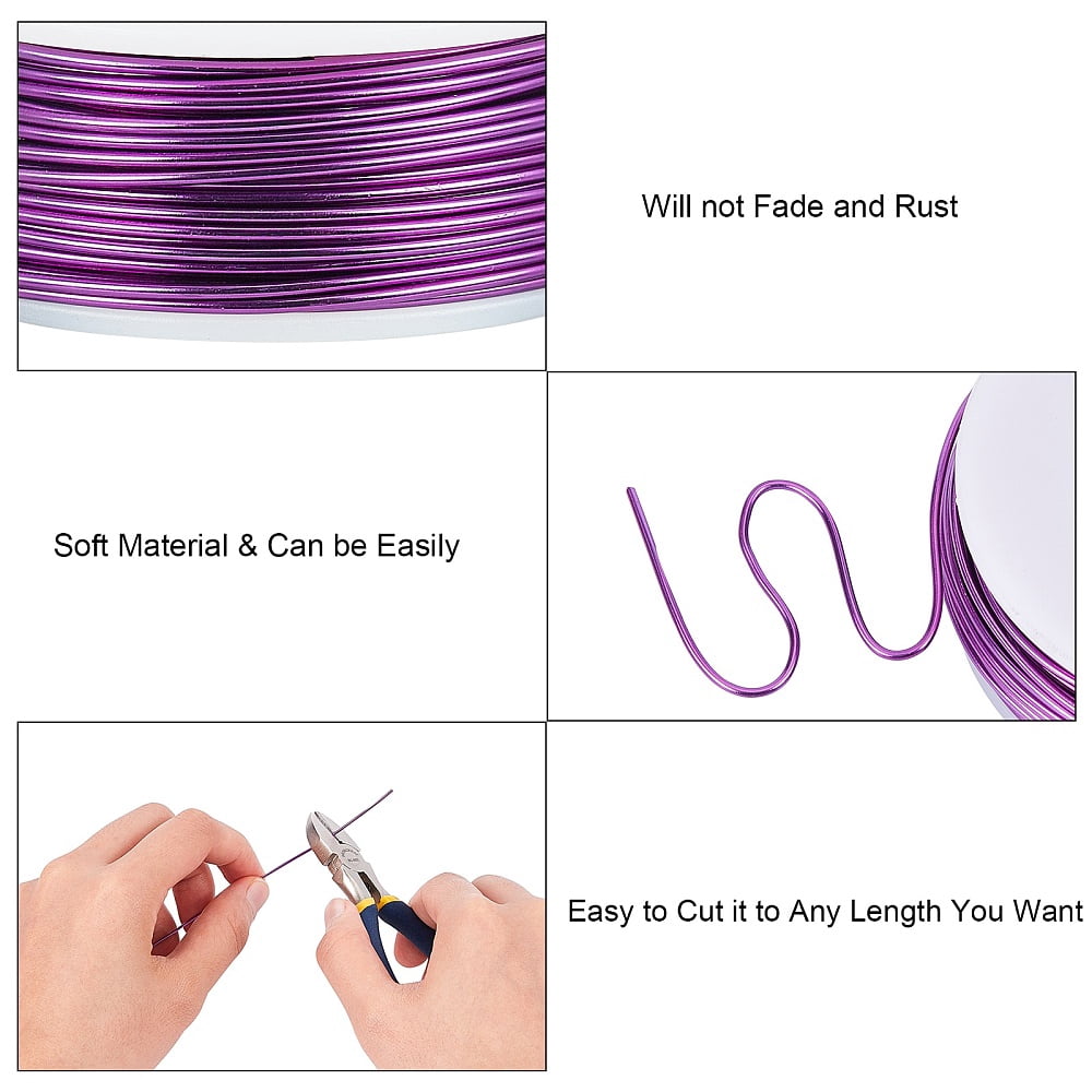 1Set DIY Jewelry Kits with Aluminum Wire and Iron Side Cutting Pliers Purple 1mm 23m/roll 6rolls/set