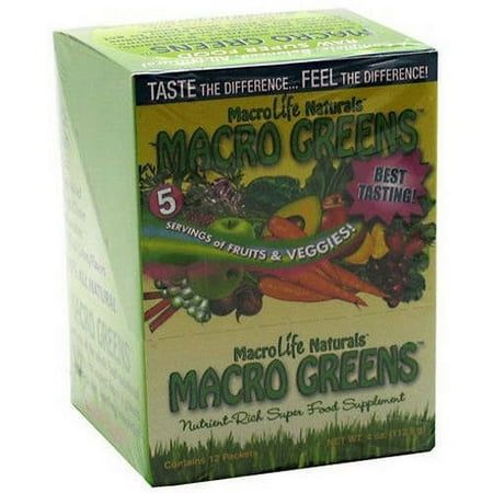 Macro Life Naturals Macro Greens Nutrient-Rich Super Food Supplement, 12/4 OZ