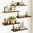thumbnail image 6 of Fairy Floating Shelves, Rustic Wood Wall Storage Shelves Set of 5, 15.7in x 4.7in x 0.6in, Walnut Red Brown, 6 of 7