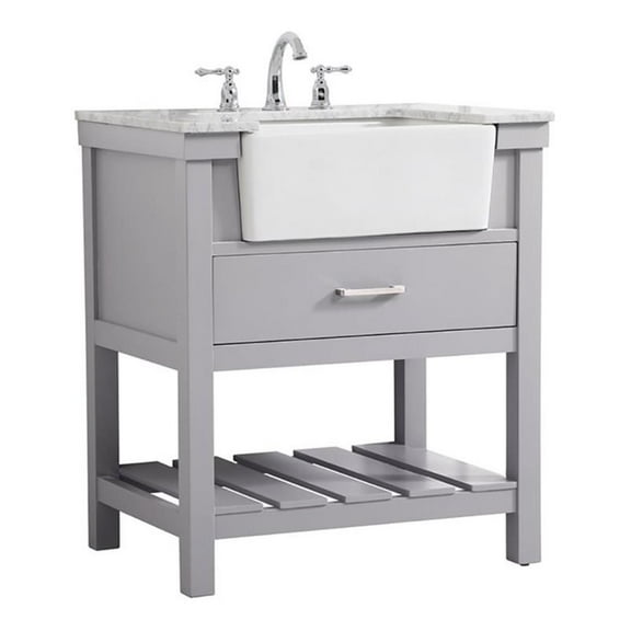 Elegant Decor Clement 30" Aluminum MDF Single Bathroom Vanity in Gray