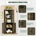 thumbnail image 6 of Farmhouse Corner Cabinet with LED Light, 67" Tall Bathroom Cabinet with 2 Doors and 3 Tier Shelves, Free Standing Corner Storage Cabinet for Living Room or Kitchen, Rustic Brown, 6 of 7