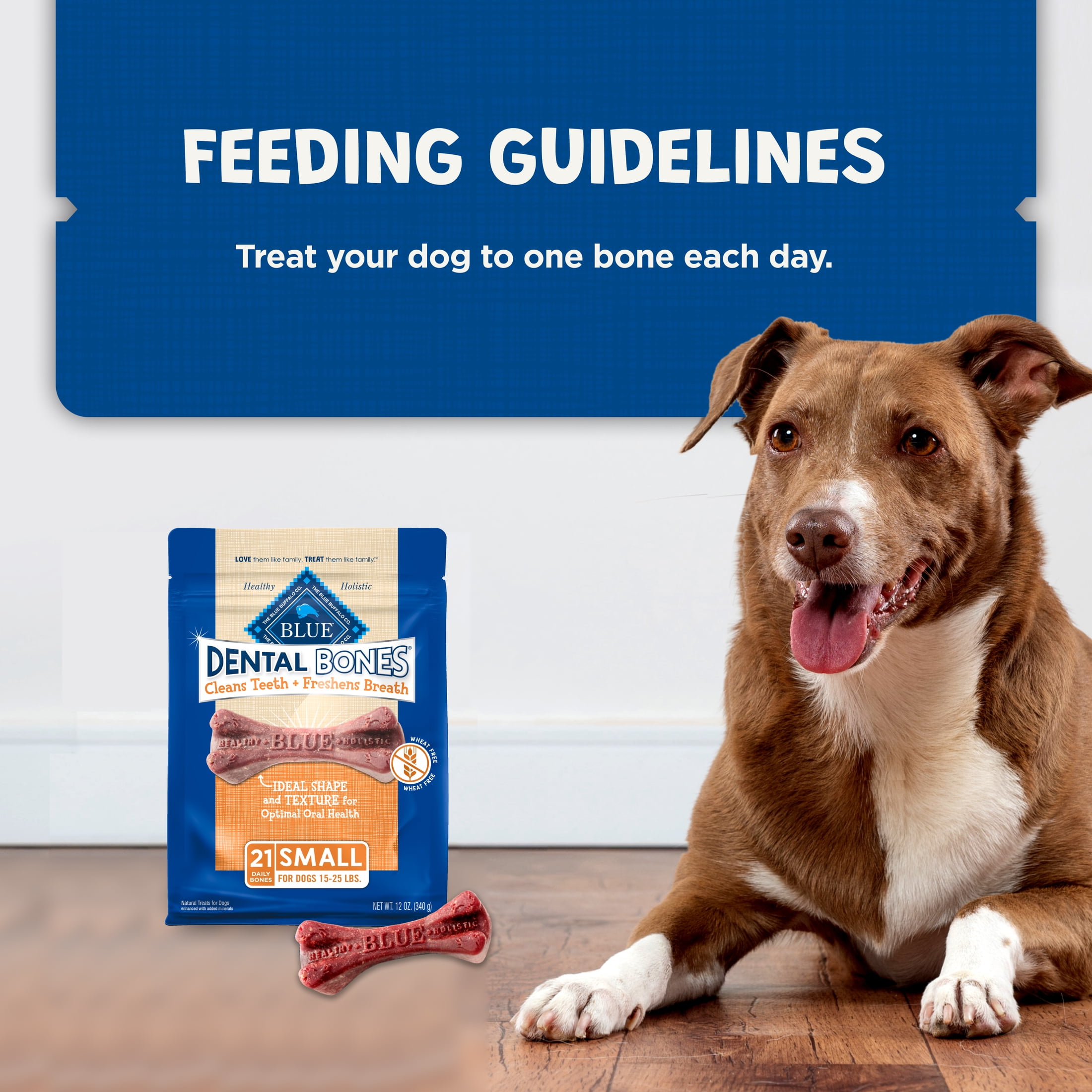 Blue Buffalo Dental Bones Small Natural Dental Chew Dog Treats, 12-oz. Bag