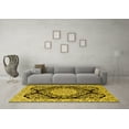 thumbnail image 3 of Ahgly Company Machine Washable Indoor Round Medallion Yellow Traditional Area Rugs, 6' Round, 3 of 4