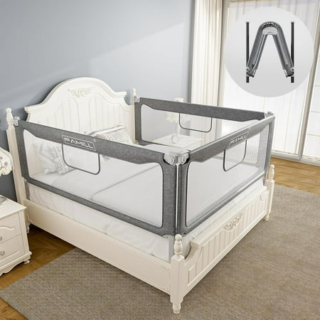 Bed Rail for Toddlers, 2 Minutes Quick Assembly Foldable Rail for Queen, Full Size, Twin Size, Bed Rail with U-Shape Base, Bed Rails for King Size Bed (Grey, 78.7", 1 Side)