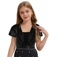 thumbnail image 3 of Yartina Kids Girls Sequin Shrug Bolero Short Sleeve Open Front Cropped Cardigan Jackets Dress Coat Black 12, 3 of 7