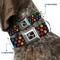 thumbnail image 2 of Buckle-Down Pet Collar, Dog Collar Metal Seatbelt Buckle, Paw Print Black Multi Color, 16 to 23 Inches 1.5 Inch Wide, 2 of 8