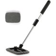 thumbnail image 3 of Herramienta de limpieza de parabrisas, limpiador de ventanas de coche con mango extensible irrompible de largo alcance y paño de microfibra reutilizable lavable, accesorios exteriores del coche, gris, 3 of 4