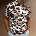 thumbnail image 2 of Animal Print, Leopard Texture Men Zipper T-shirt Summer Casual Short Sleeve T-shirt Top, 2 of 7