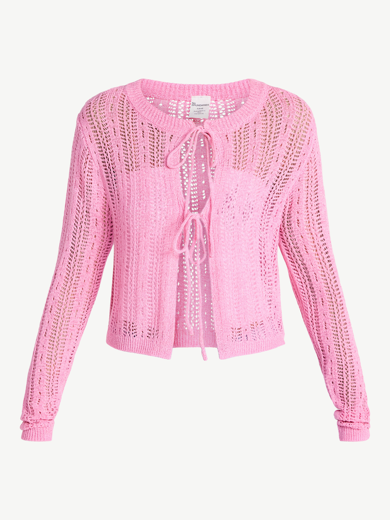 No Boundaries Tie Front Cardigan, Women's XXS-XXL