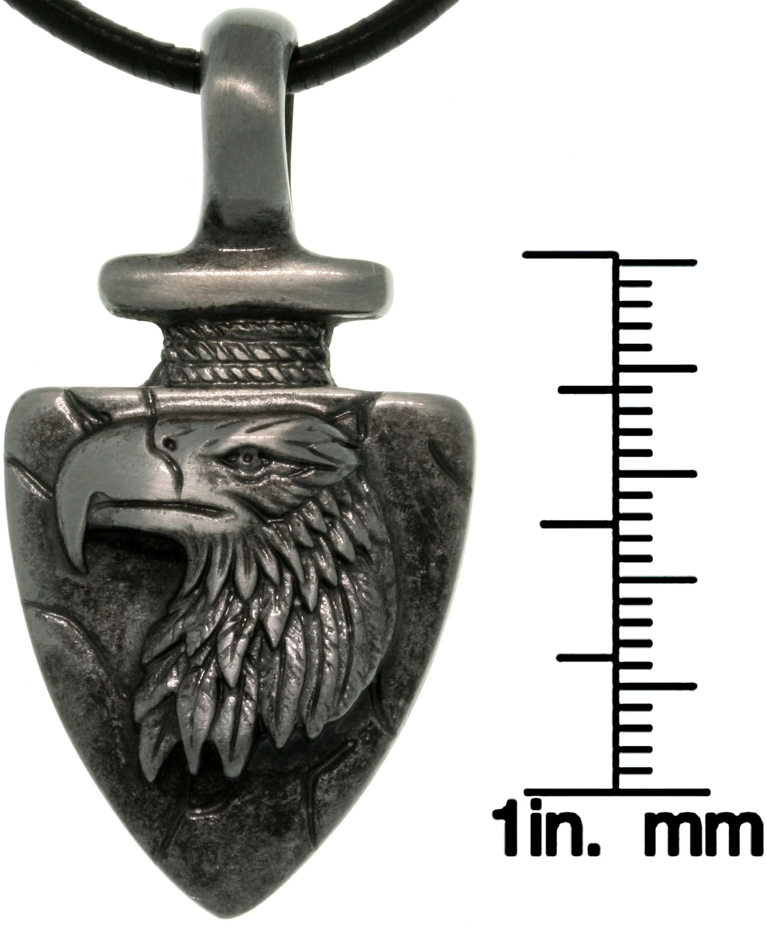 Jewelry Trends Pewter Men's Eagle Arrowhead Shaped Pendant with 18 Inch Black Leather Cord Necklace