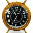 thumbnail image 5 of Nagina International Varnished Natural Wood Nautical Clock Ship Wheel with Black Time's Wall Decor Clock (16 Inches), 5 of 6