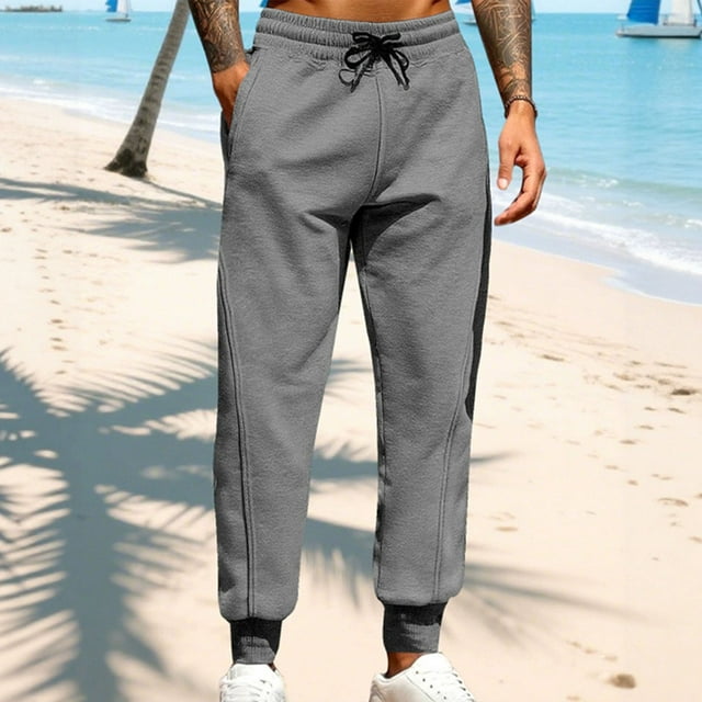 Ceisia Men's All-Season Casual Pants - Gift Solid Color Drawstring Elastic Waist Pocket Fashion Trousers