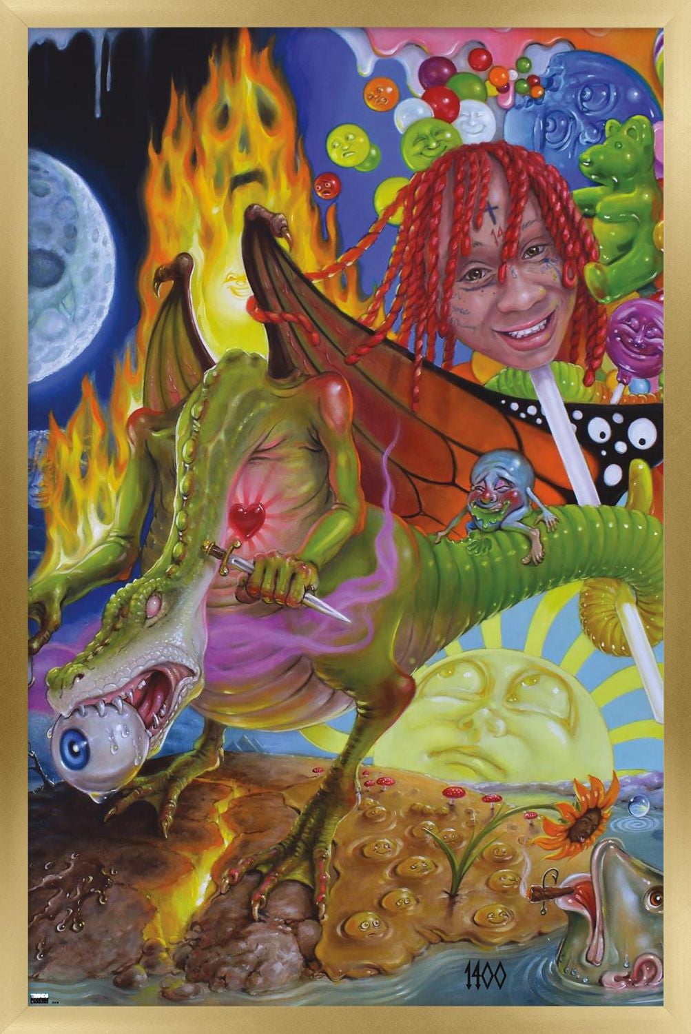 Trippie Redd - Trip at Knight Album Cover Wall Poster with Magnetic Frame, 22.375" x 34"
