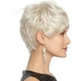 thumbnail image 4 of Human Hair Wig women's and wig white Fashionable straight short fashionable hair silver wig Headband Wigs, 4 of 9