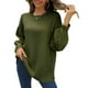 thumbnail image 1 of Suéter de punto acanalado con cuello redondo para mujer Otoño Invierno Suelto Casual Color puro Suéter para ir de compras OD Verde L, 1 of 4